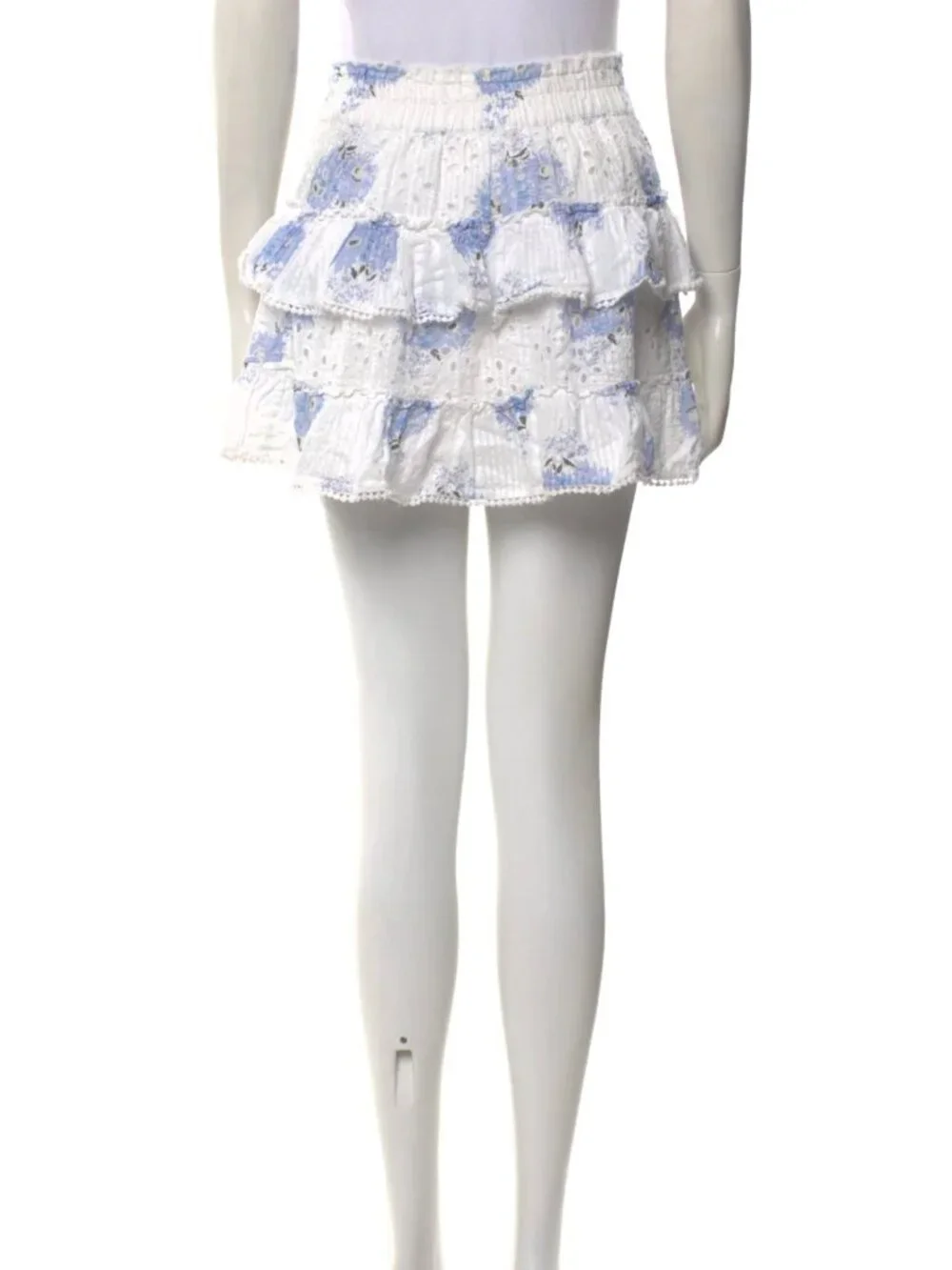 LoveShackFancy Blue/White Mini Skirt